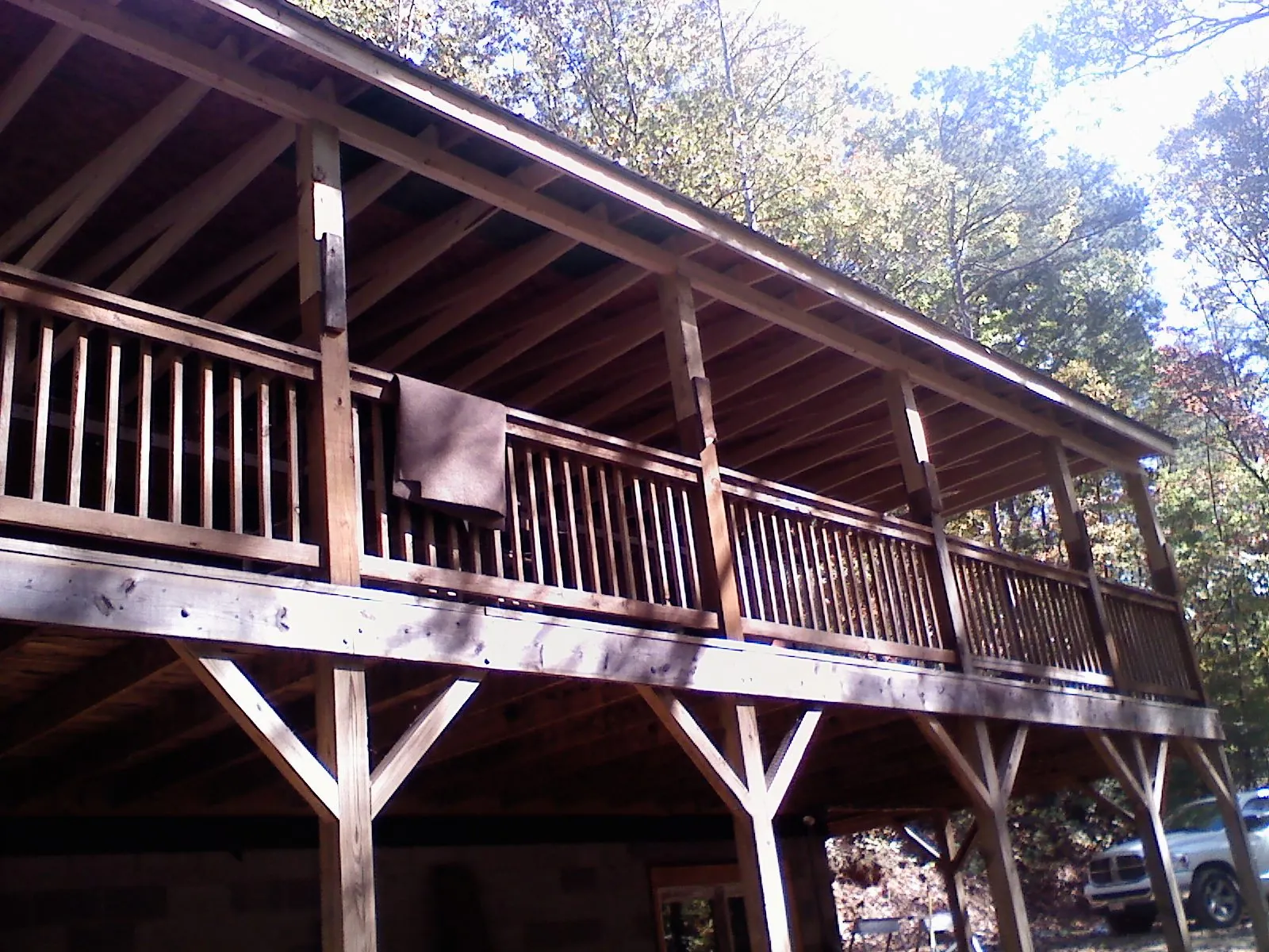 Timber framing under a new elevated porch and deck — Roof Leak Repair in Powhatan by Roofing Brothers